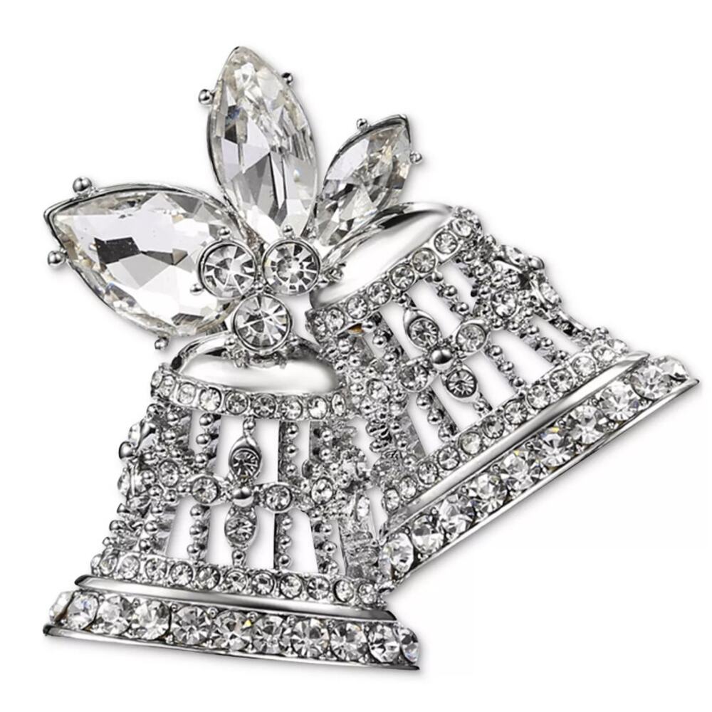 Charter Club Silver-Tone Crystal Bell Pin